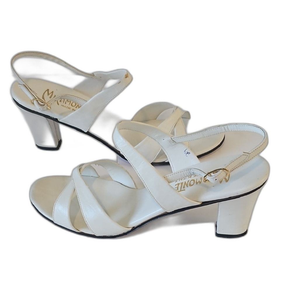 Miramontes White Leather Crisscross Sandals with Ankle Strap - Size 10